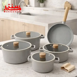 سرویس قابلمه 9 پارچه نیوفلیم مدل FIKA به رنگ طوسی